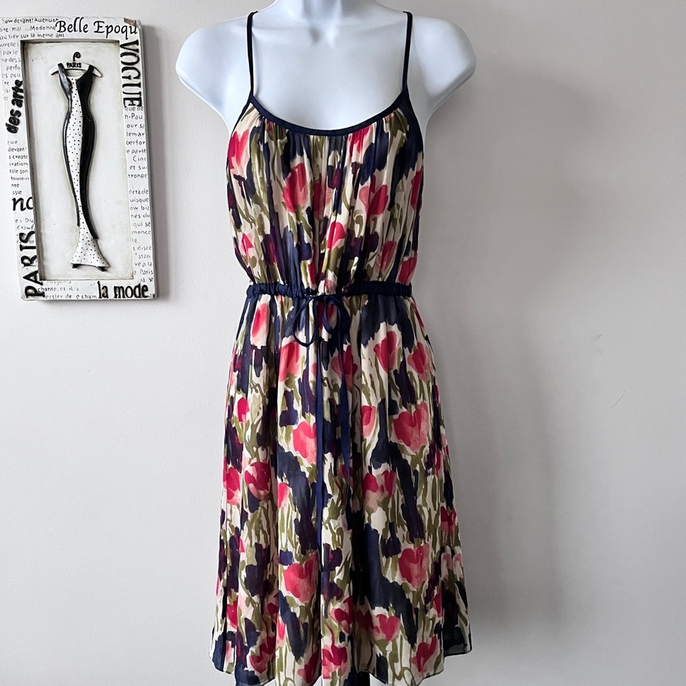 Moulinette Soeurs Anthropologie 100% Silk Watercolor Floral Contemporary Dress 6